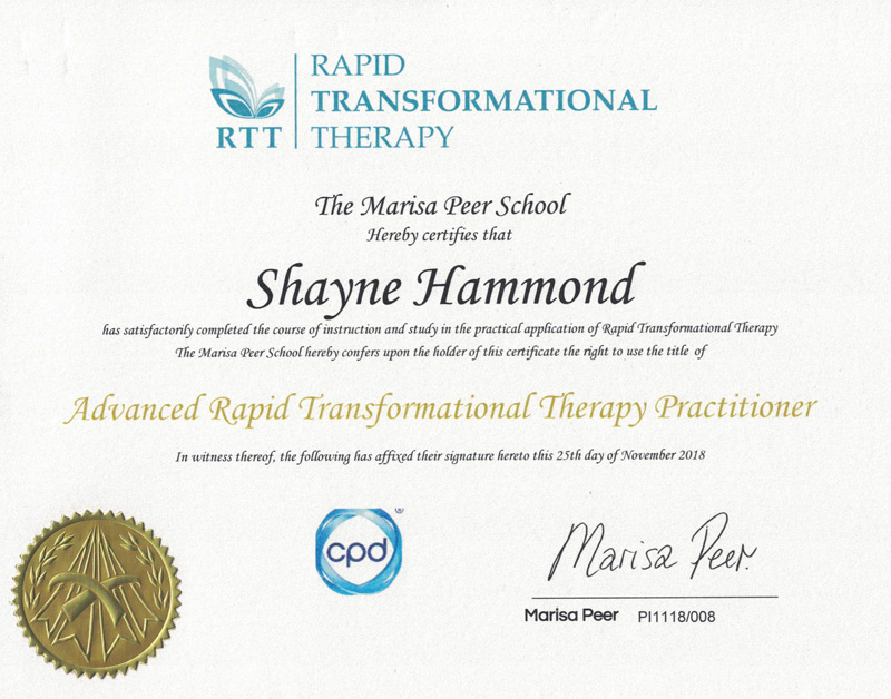 Certified Rapid Transformational Therapy Practitioner (RTT Practitioner)