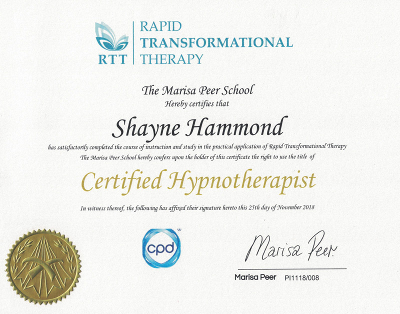 certified hypnotherapist